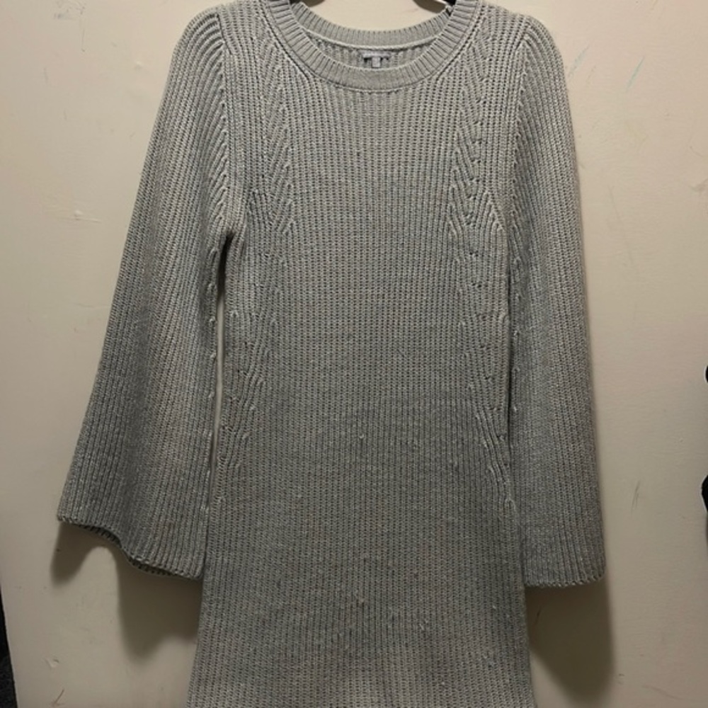 Gray Bell Sleeve Sweater Dress